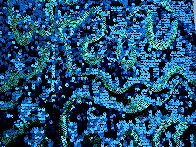 Gemini - Sequin 2 Way Stretch - Aqua/Ocean Blue