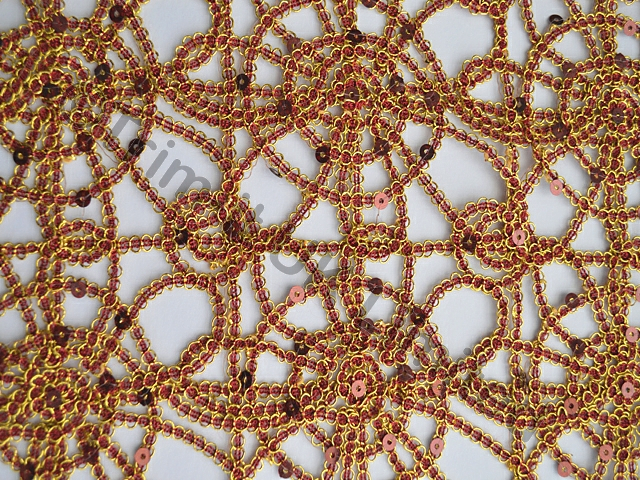 Sequin Crochet  Non Stretch Lace  was £12 now - Brick Red