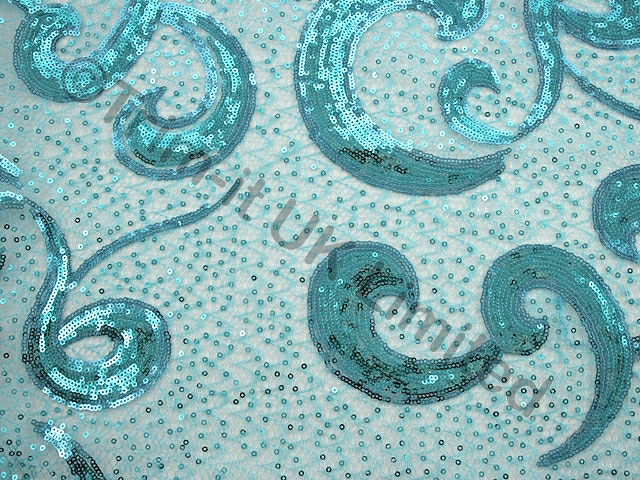 Sequin Wave (none stretch) - Metallic Turquoise