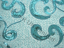 Sequin Wave (none stretch) - Metallic Turquoise