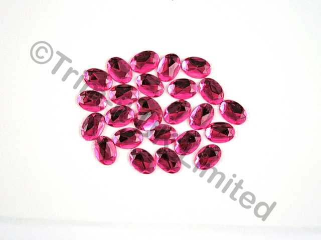 Oval 14x10mm Acrylic stones - Electric Pink