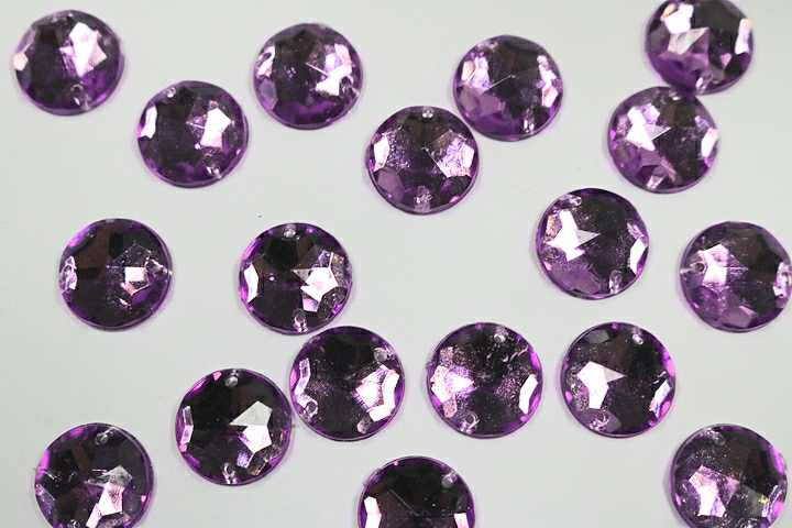 Round 14mm faceted Acrylic Stones - Orchid