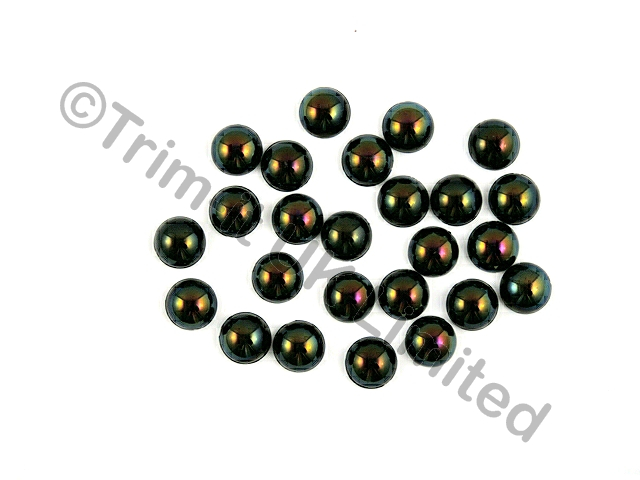 Round Half Pearls 12mm-100pcs. - Jet AB