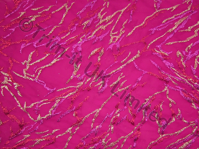 Glitter Bolt Stretch Net SALE WAS 28 NOW - Rasberry/Magenta/Met.Red/Met.Silver