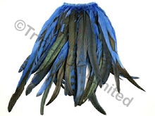 35cm Full Feather Mixed Coque Fringe10cm piece - Ocean Blue