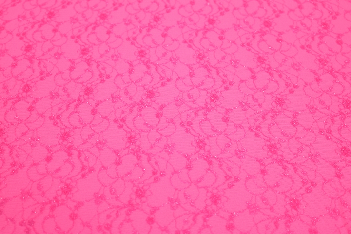  Iris Embroidered Stretch Lace(Design 86) - Neon Cerise