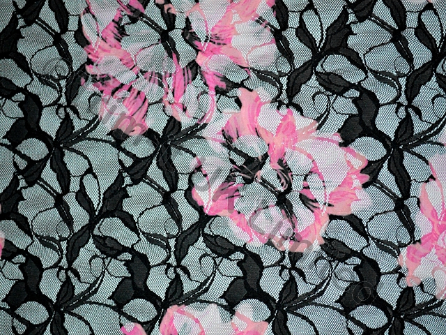 Coral Rose Stretch Lace SPECIAL OFFER WAS 45 - Sugar Pink/Black