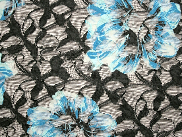 Coral Rose Stretch Lace SPECIAL OFFER WAS 45 - Pale Turquoise/Black