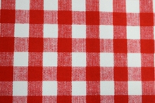 14mm Gingham Lycra - White/Flamenco Red