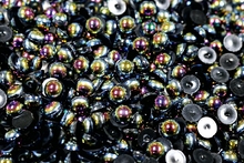 Round Half Pearls 6mm AB Colours - Black AB