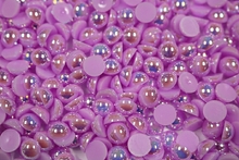 Round Half Pearls 6mm AB Colours - Orchid.AB