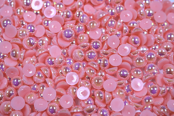 Round Half Pearls 6mm AB Colours - Sugar Pink AB