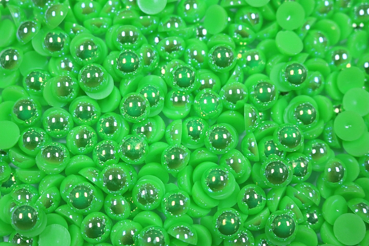 Round Half Pearls 6mm AB Colours - Flo.Emerald AB