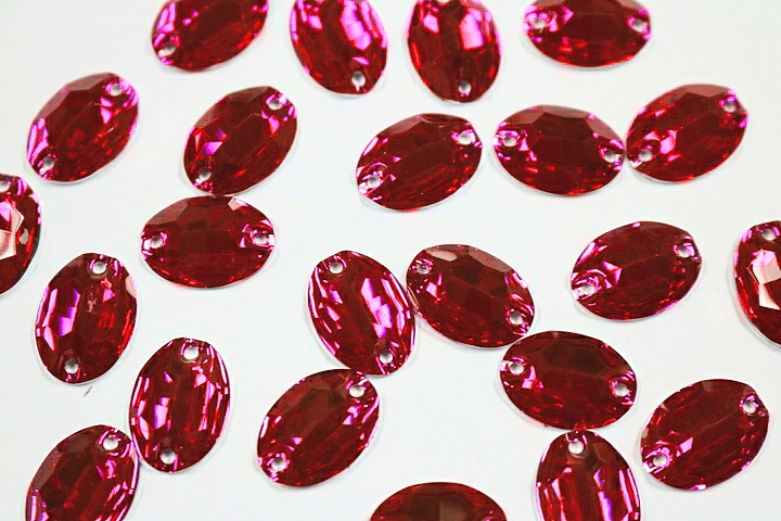 Oval 16x11mm Coloured resin Stones - Pink Tropicana