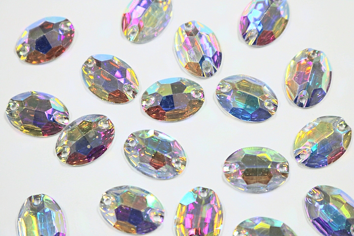 Oval 16x11mm Coloured AB resin Stones - Crystal AB