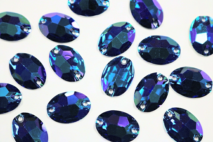 Oval 16x11mm Coloured AB resin Stones - Bright Sapphire AB