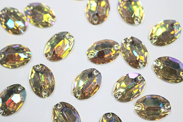 Oval 16x11mm Coloured AB resin Stones - Golden Shadow AB