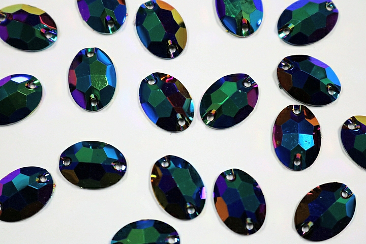 Oval 16x11mm Coloured AB resin Stones - Blue Verdigris AB(Jet AB)