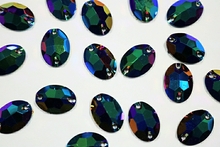 Oval 16x11mm Coloured AB resin Stones - Blue Verdigris AB(Jet AB)