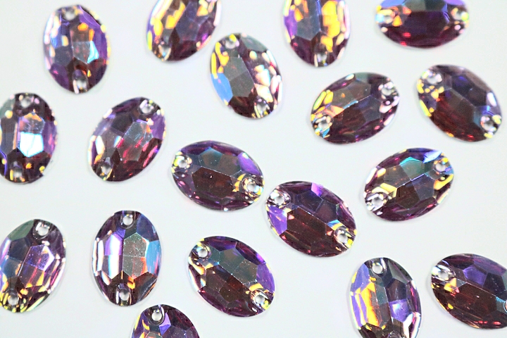 Oval 16x11mm Coloured AB resin Stones - Amethyst AB