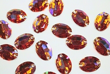 Oval 16x11mm Coloured AB resin Stones - Tangerine AB