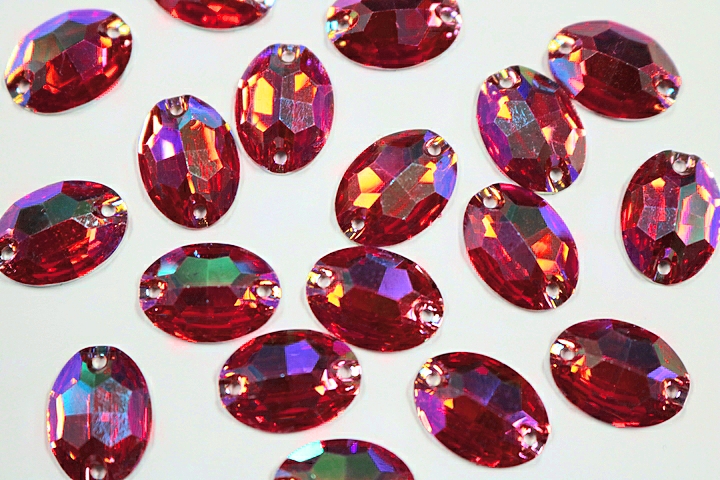 Oval 16x11mm Coloured AB resin Stones - Pink Tropicana AB