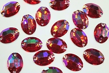 Oval 16x11mm Coloured AB resin Stones - Pink Tropicana AB