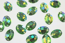 Oval 16x11mm Coloured AB resin Stones - Peridot AB