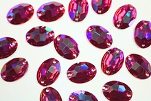 Oval 16x11mm Coloured AB resin Stones - Light Siam AB
