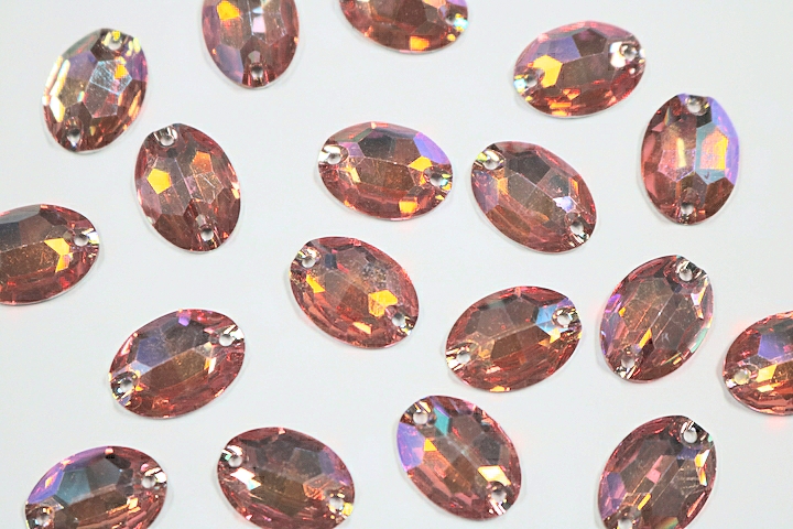 Oval 16x11mm Coloured AB resin Stones - Light Rose AB