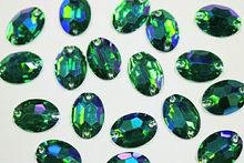 Oval 16x11mm Coloured AB resin Stones - Emerald AB