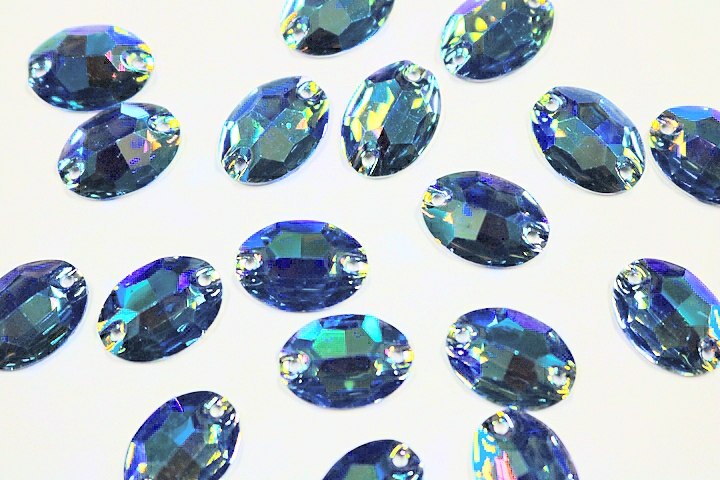 Oval 16x11mm Coloured AB resin Stones - Light Sapphire AB