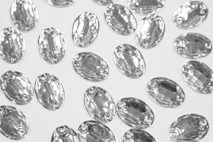 Oval 16x11mm Coloured resin Stones - Crystal