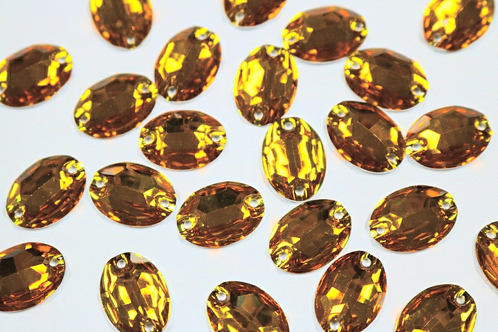 Oval 16x11mm Coloured resin Stones - Amber