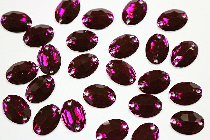 Oval 16x11mm Coloured resin Stones - Deep Fuchsia