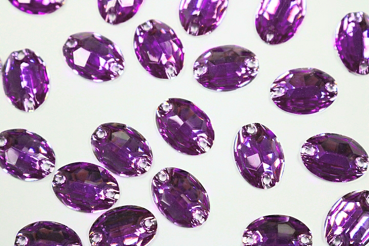 Oval 16x11mm Coloured resin Stones - Amethyst