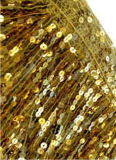 Sequin Fringe 40cm Long-Flat 6mm Sequins - Metallic Gold