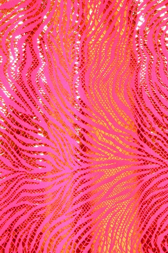 Metallic Silver Flame On Lycra - Neon Cerise