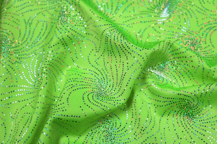 Starburst Silver Hologram Lycra - Flo. Apple