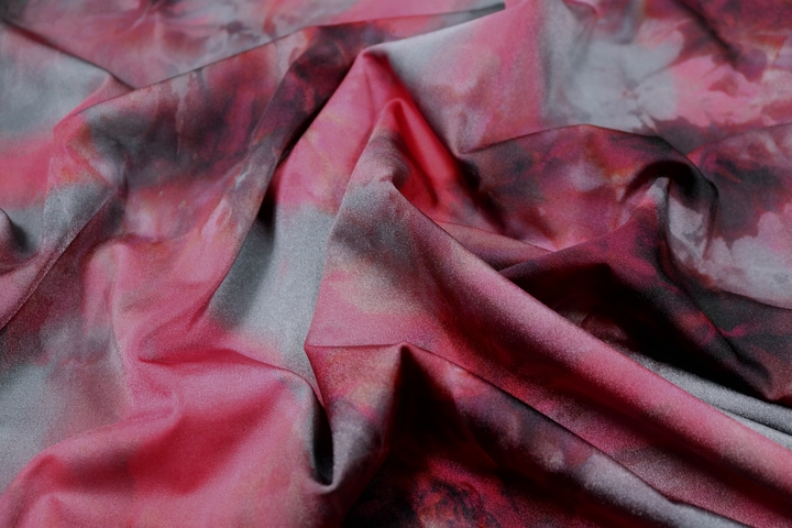 Tie Dye Lycra - Cherry/Dark Grey